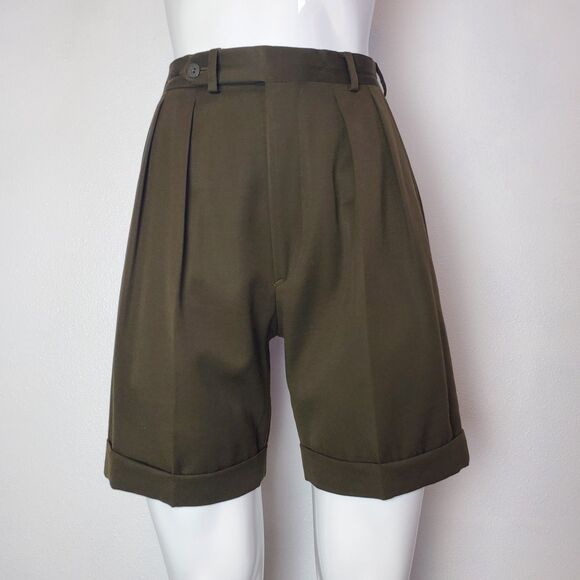 Vintage 90s Corbin Collection Olive Green Pleated Shorts